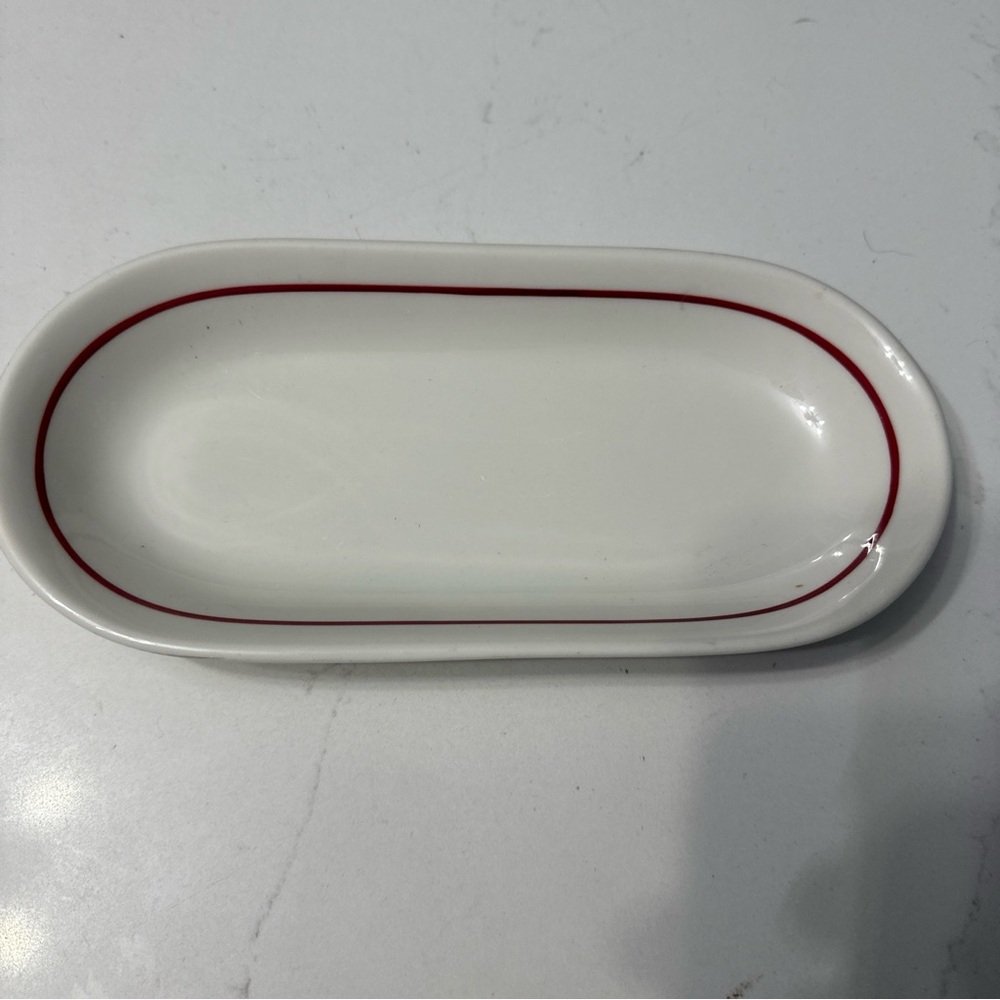 Vintage Syracuse china USA 10 MM striped oval dish bowl 10 x 4.5